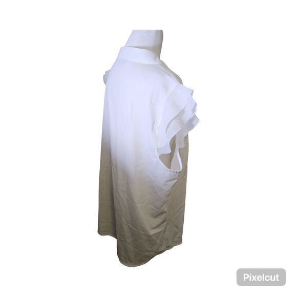 NWOT Size Size XL Allegra K V Neck Ruffle Cap Sleeves Solid White Top - Picture 6 of 11